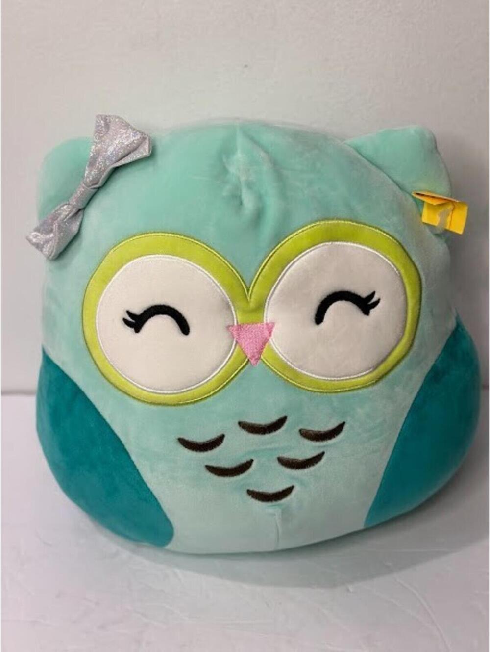 Squishmallow Efua Teal Owl 12" Kellytoy Plush Yellow Glasses Bow  w/Tag